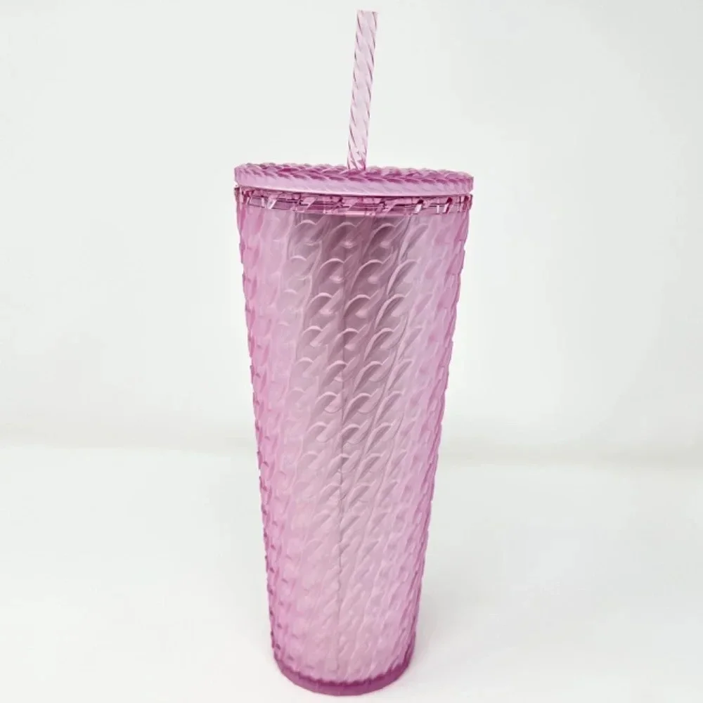 Starbucks 2024 Matte Pink Chain Link Soft Touch Venti & Grande Tumblers NWT - Picture 2 of 4